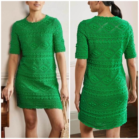 Boden Dress Women’s Size 12R Highland Green Claudia Textured Knit Dress - Picture 15 of 15